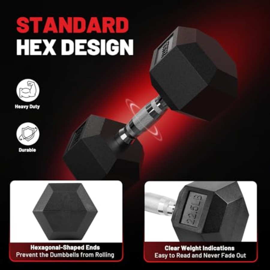 Rubber Encased Hex Dumbbell Se - Hex Dumbbell Set ulasan dan harga