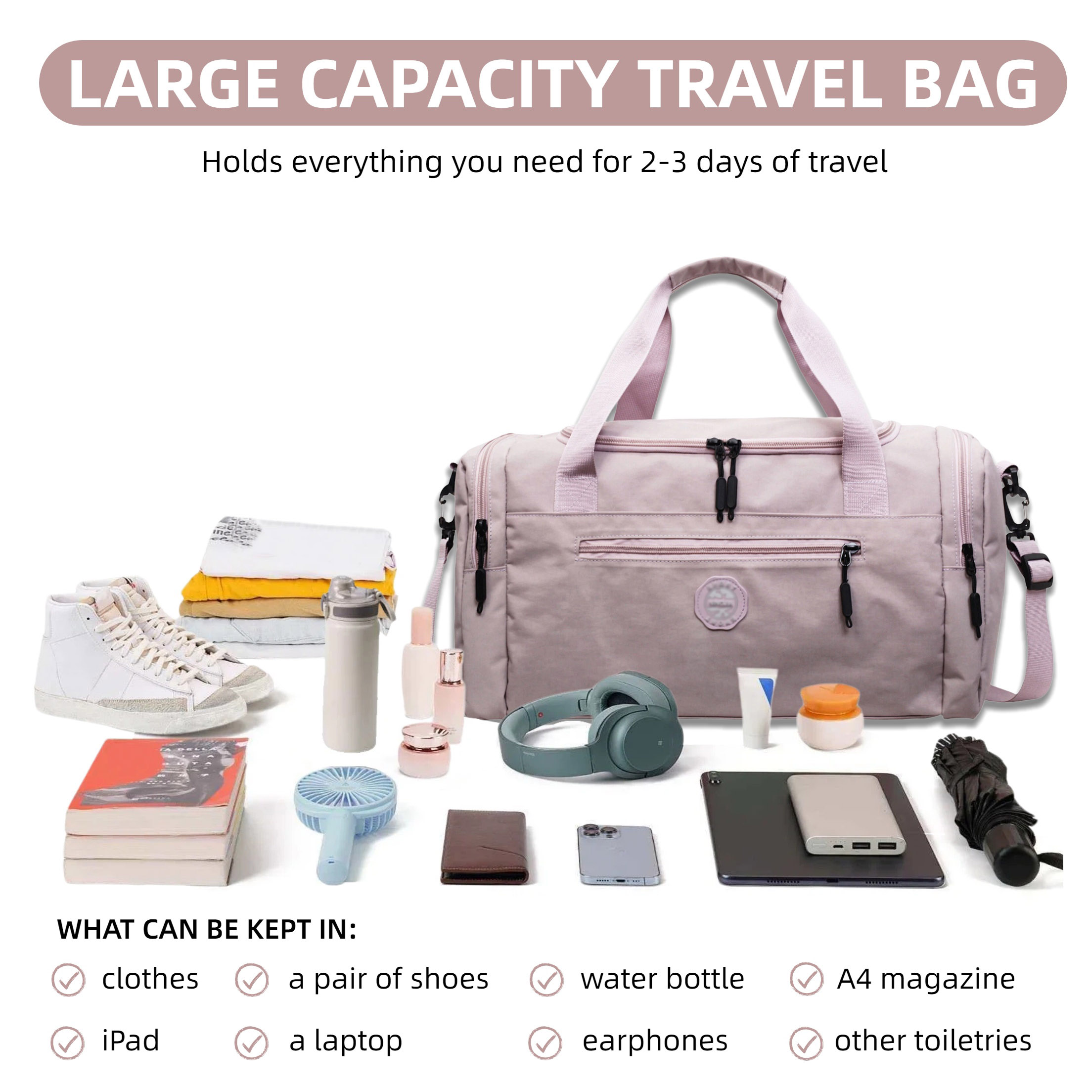 Large Capacity Weekender Overn - Home Gym Outdoor ulasan dan harga
