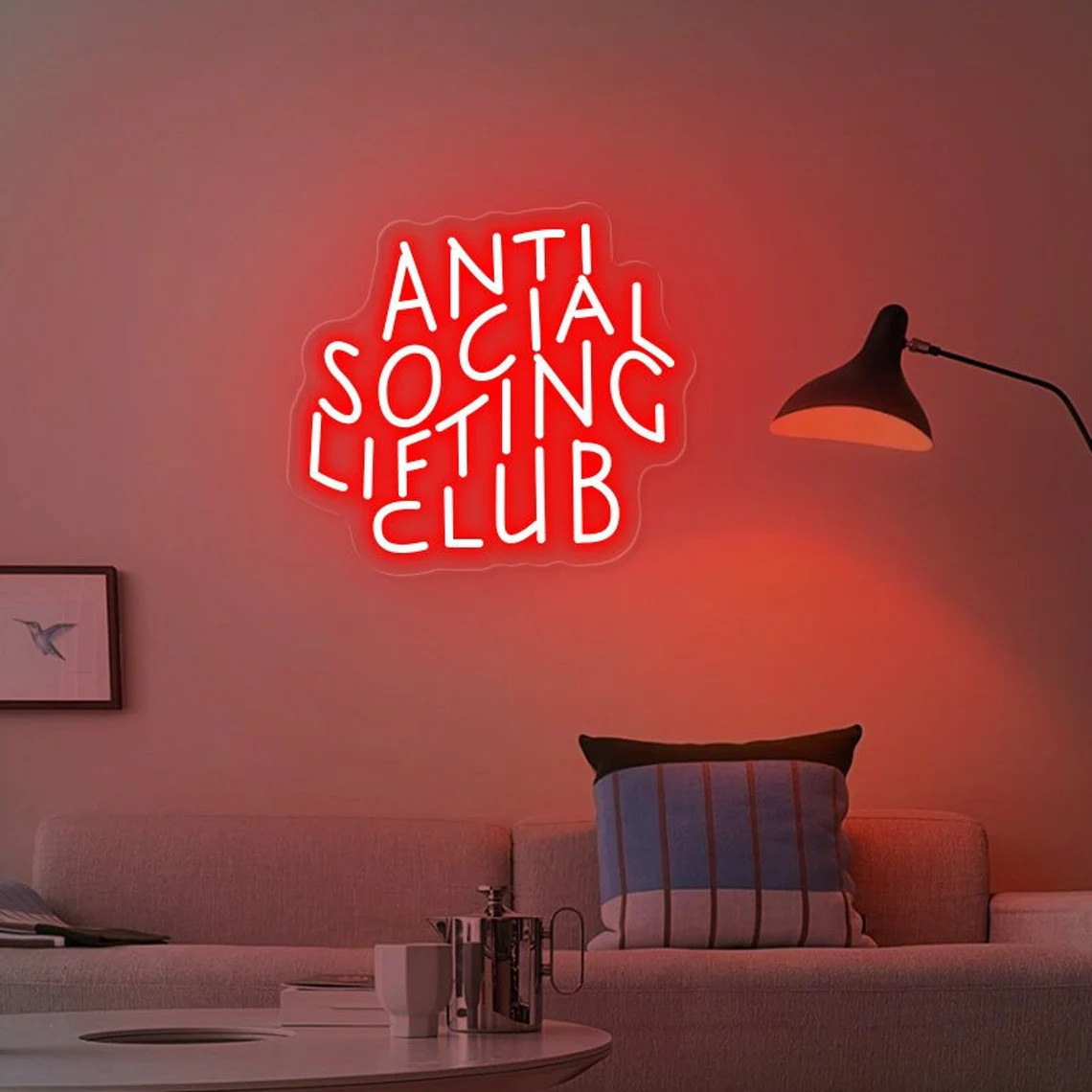 Anti Social Lifting Club Neon  - Home Gym Neon Sign ulasan dan harga